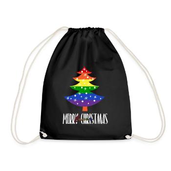 Merry Queer Christmas - Schöne Queere Weihnachten - Turnbeutel - Schwarz - Vorne