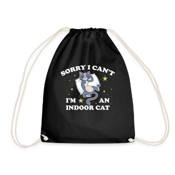 Sorry I Cant Im An Indoor Cat Cat Gift - Drawstring Bag - black - Front