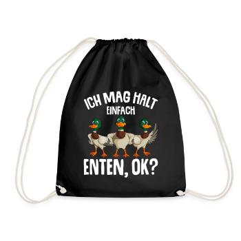 Ich mag halt Enten Mädchen Damen Ente - Turnbeutel - Schwarz - Vorne