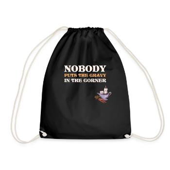 Gravy In The Corner Thanksgiving Gift - Drawstring Bag - black - Front