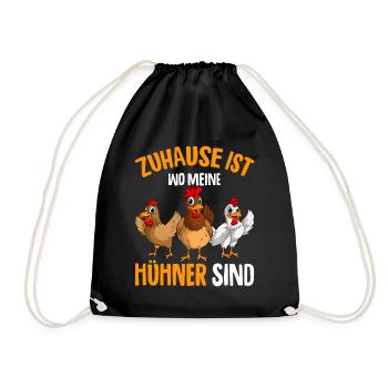 Zuhause ist wo meine Hühner sind Landwirt - Turnbeutel - Schwarz - Vorne