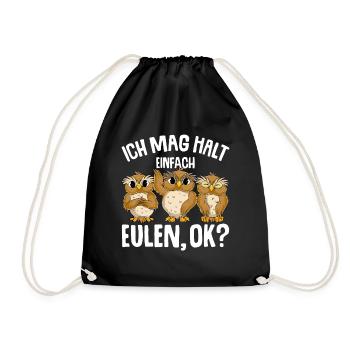 Ich mag halt Eulen Kinder Mädchen Eule - Turnbeutel - Schwarz - Vorne
