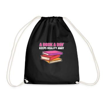 A Book A Day Keeps Reality Away Librarian Book - Turnbeutel - Schwarz - Vorne