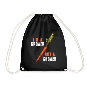 Im A Grower Not A Shower Carrot Gift - Drawstring Bag - black - Front