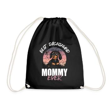 Best Dachshund Mom - Drawstring Bag - black - Front