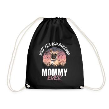 French Bulldog - Drawstring Bag - black - Front