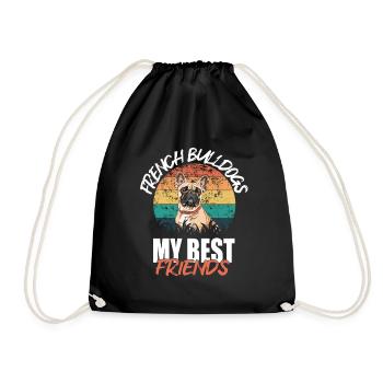 French Bulldog - Drawstring Bag - black - Front