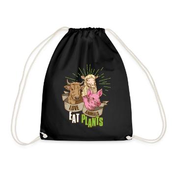 Love Animals Eat Plants Vegan Geschenk - Turnbeutel - Schwarz - Vorne