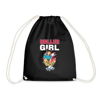 Roller Girl Roller Skating Skater Rollerblades - Drawstring Bag - black - Front