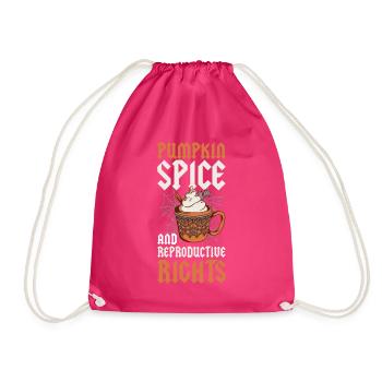 Pumpkin Spice Reproductive Rights Pumpkin Gift - Drawstring Bag - fuchsia - Front