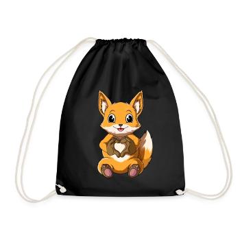 Füchse Mädchen Jungen Kinder Damen Fuchs - Turnbeutel - Schwarz - Vorne