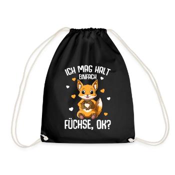 Ich mag halt Füchse Kinder Mädchen Fuchs - Turnbeutel - Schwarz - Vorne
