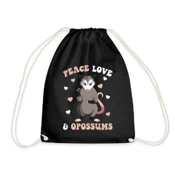 Paix Amour Opossum Enfants Filles Dames - Sac de sport léger - noir - Devant
