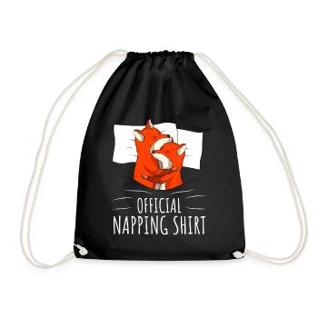 Fox Sleeping Shirt - Drawstring Bag - black - Front