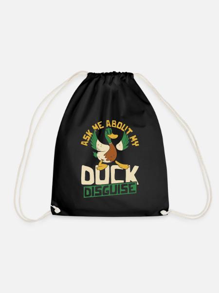 Ask Me About My Duck Disguise Duck Lover Rubber - Drawstring Bag - black