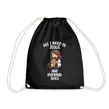 Jesus And Pumpkin Spice Pumpkin Gift - Drawstring Bag - black - Front