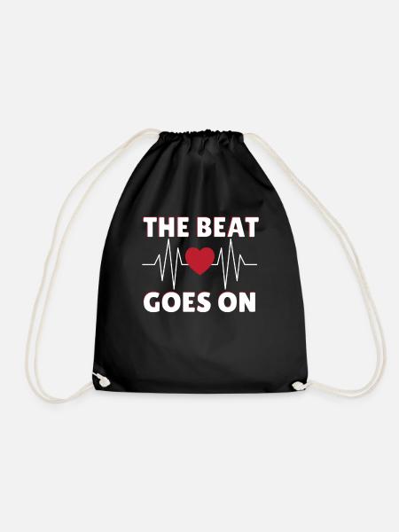 The Beat Goes On Heart Surgery Open Heart Surgery - Drawstring Bag - black