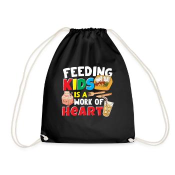 Feeding Kids Is A Work Of Heart Cafeteria Worker - Drawstring Bag - black - Front