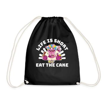 Life Is Short Eat The Cake Cake Gift - Drawstring Bag - black - Front
