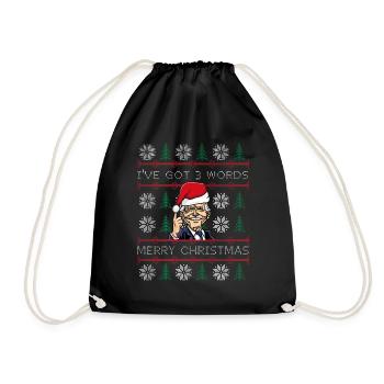 Biden I've Got 3 Words Merry Christmas - Drawstring Bag - black - Front
