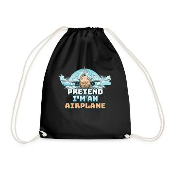 Pretend Im An Airplane Pilot Gift - Drawstring Bag - black - Front