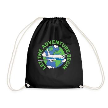 Let The Adventure Begin Airplane Pilot Gift - Drawstring Bag - black - Front