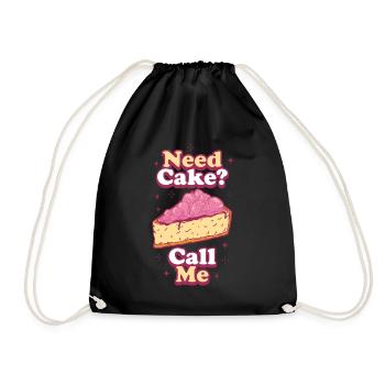 Need Cake Call Me Cake Gift - Drawstring Bag - black - Front