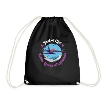 Just A Girl Who Loves Airplanes Pilot Gift - Drawstring Bag - black - Front