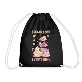 I Sugar Coat Everything Baking Gift - Drawstring Bag - black - Front