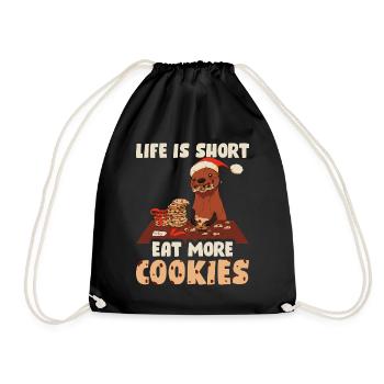 La vie est courte Mangez plus de biscuits Cookie Gift - Sac de sport léger - noir - Devant