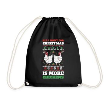 Xmas Chickens Hässlicher Weihnachtspulli Geschenk - Turnbeutel - Schwarz - Vorne