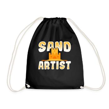Sand Künstler Sandburg Sandskulptur Sandmalerei Sa - Turnbeutel - Schwarz - Vorne