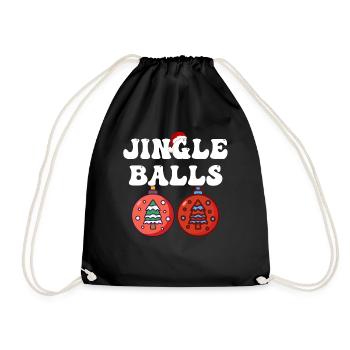 Funny Couples Christmas Shirts, Jingle Balls - Drawstring Bag - black - Front