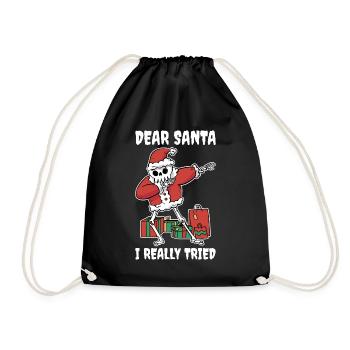 I Really Tried Lieber Weihnachtsmann Geschenk - Turnbeutel - Schwarz - Vorne