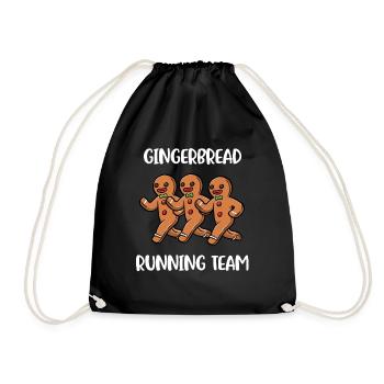 Gingerbread Man Running Team Keks Geschenk - Turnbeutel - Schwarz - Vorne