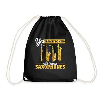 Saxophone Saxophones Jazz Player Marching Band Sym - Turnbeutel - Schwarz - Vorne