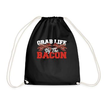 Grab Life By The Bacon Bacon and Egg Ham Breakfast - Drawstring Bag - black - Front