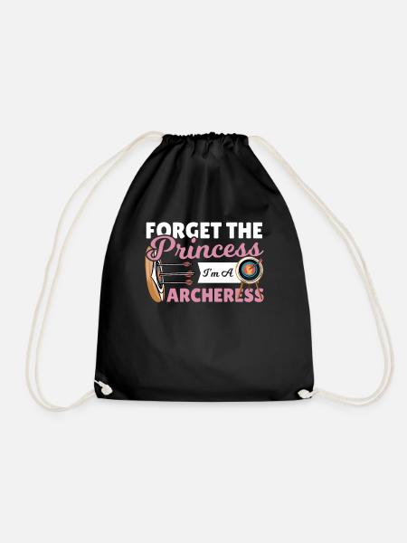 Forget the Princess I'm A Archeress Archery - Drawstring Bag - black