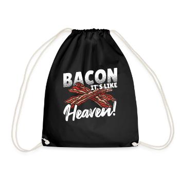Bacon It's Like Heaven! Bacon Lover - Drawstring Bag - black - Front