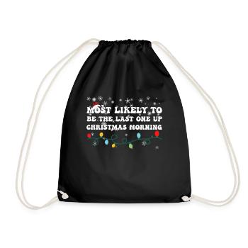 Funny Christmas Shirt, Groovy Xmas Tshirt, Ugly - Drawstring Bag - black - Front