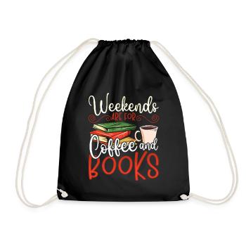 Weekends Are For Coffee and Books Book Lover - Drawstring Bag - black - Front