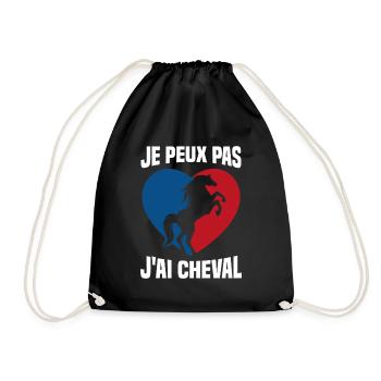 Je Peux Pas J'ai Cheval Vintage Cœur Cadeau - Sac de sport léger - noir - Devant