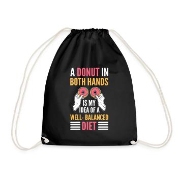 A Donut in Both Hands Is My Idea of a - Drawstring Bag - black - Front