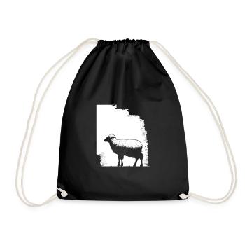 Sheep stencil Art.-nr - Drawstring Bag - black - Front