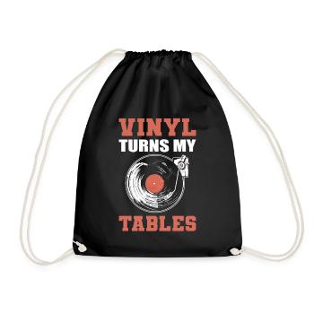 Vinyl Turns My Tables Vinyl Record Collecting - Drawstring Bag - black - Front