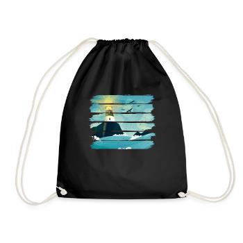 Vintage Lighthouse - Drawstring Bag - black - Front