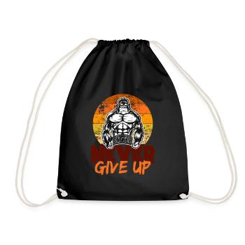NEVER GIVE UP, GYM HERO - Turnbeutel - Schwarz - Vorne