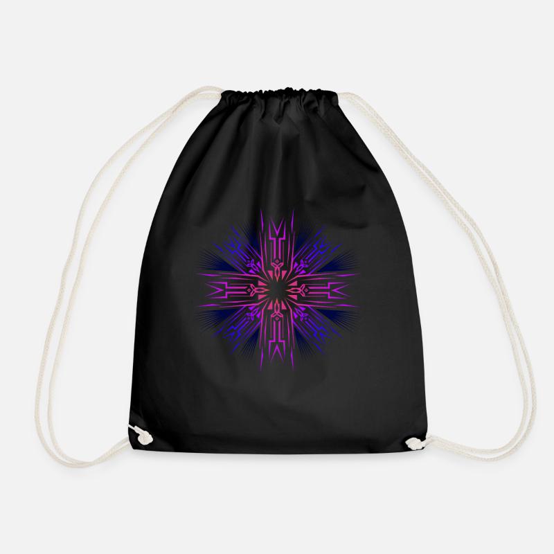 Geometric cross - Drawstring Bag - black