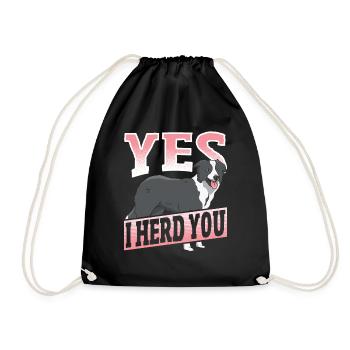 Border Collie I Herd You - Drawstring Bag - black - Front