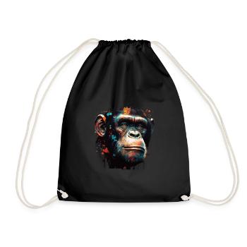 Chimpanzee Monkey Portrait - Drawstring Bag - black - Front
